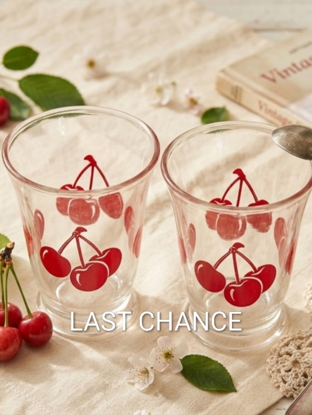 Vintage Cherry Glasses – Set of 2, 3” Tall Mcm Barware Summer